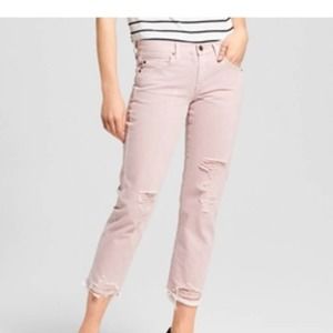 Mossimo Light Pink Boyfriend Crop Ripped Jeans Size 18/34